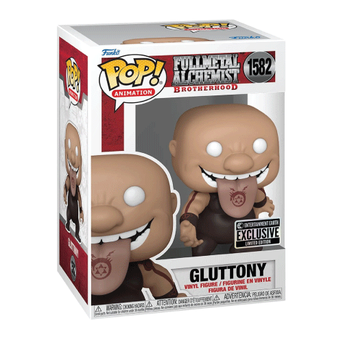 Feed your collection’s dark side with Funko Pop! Animation – Gluttony (#1582) Entertainment Earth Exclusive from Fullmetal Alchemist. This sinister Homunculus is captured in all his eerie glory, complete with his unsettling grin and hunger for chaos. A rare find for anime fans and collectors, Gluttony adds a menacing touch to any shelf. Pair him with Lust and Envy for the ultimate villain lineup.