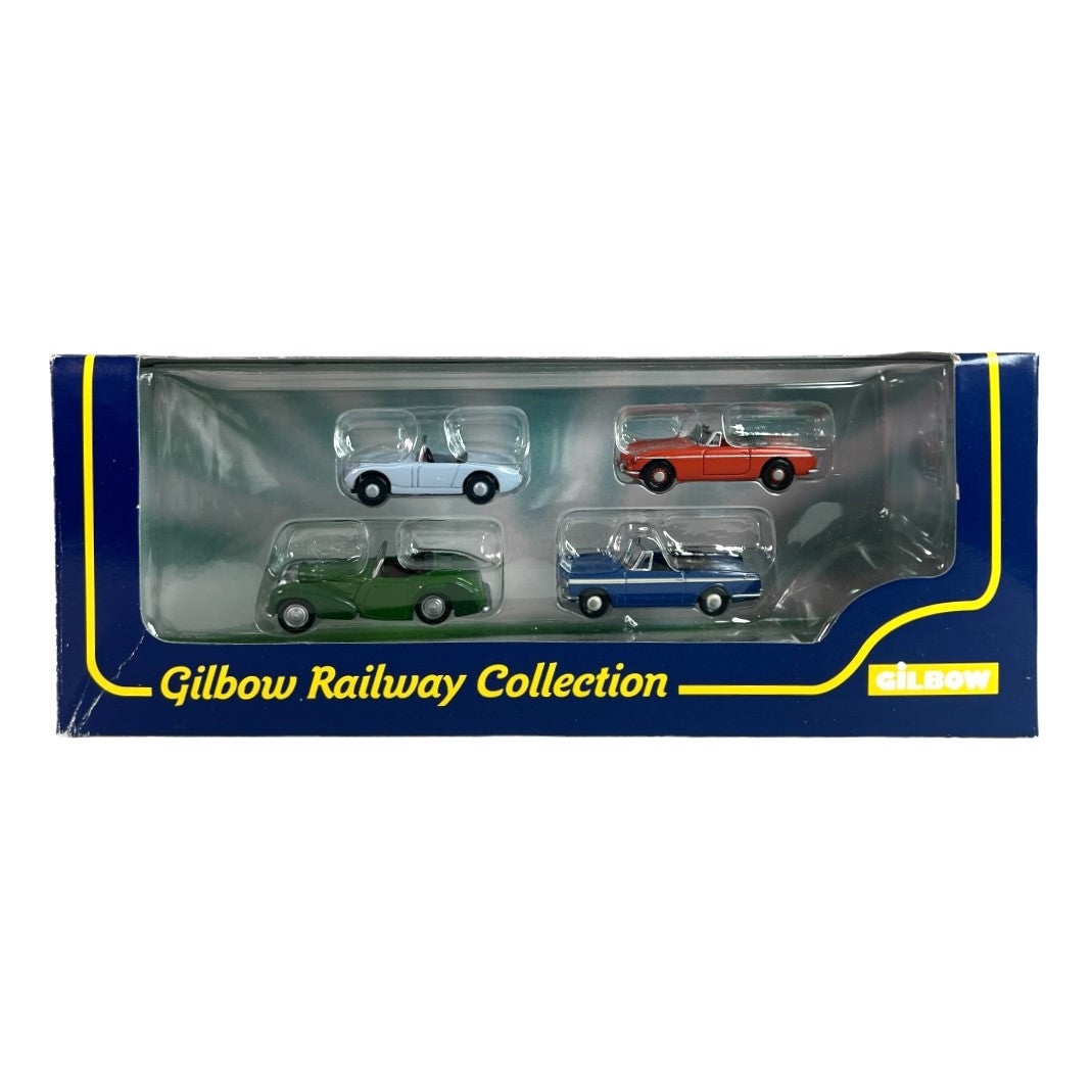 Gilbow Railway Collection ~ #99643 MGB/Sprite/TR20/Vitesse Classic Car Set 1:76 Scale