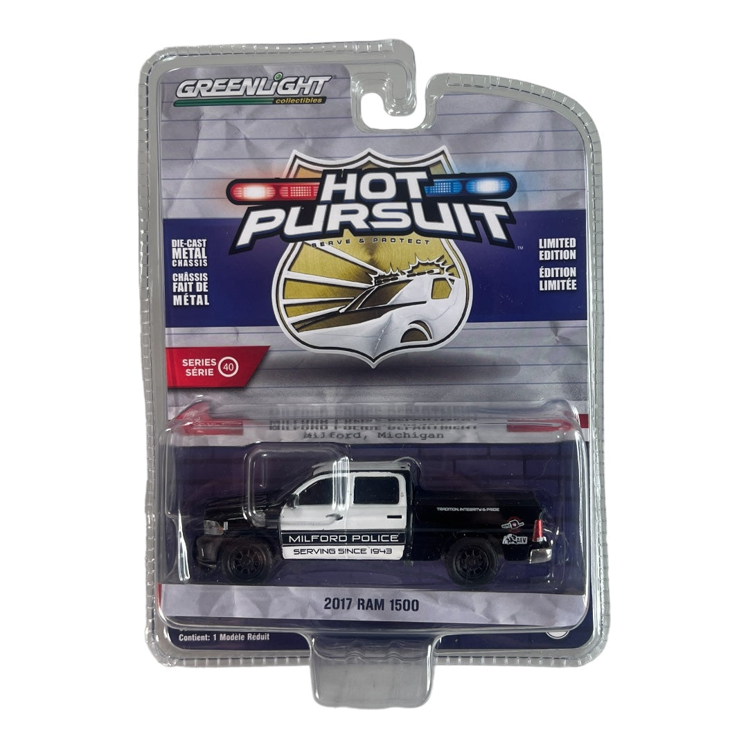 GreenLight ~ Hot Pursuit 2017 Ram 1500 - Milford Police. 1:64 Scale