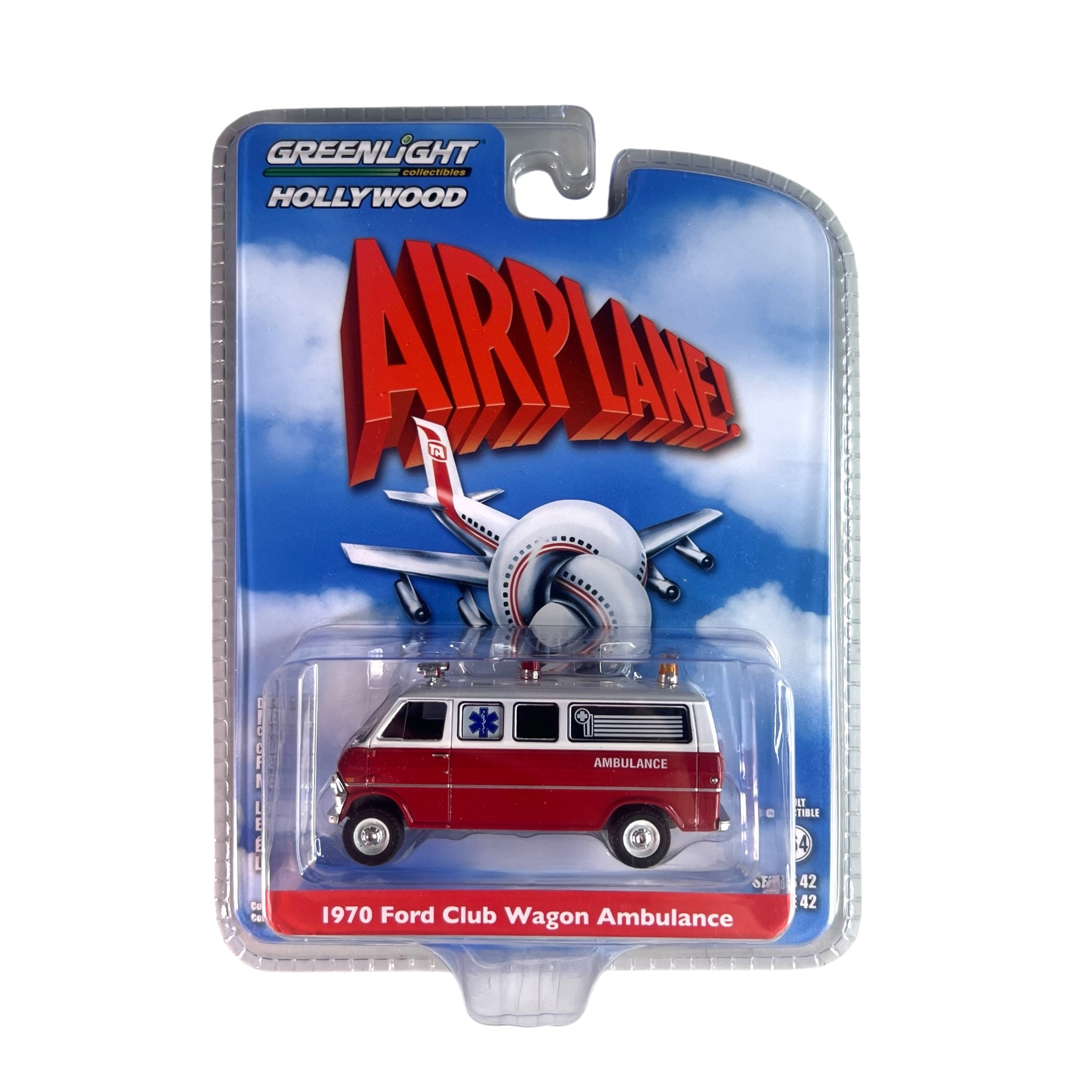 GreenLight ~ Hollywood Airplane 1970 Ford Club Wagon Ambulance 1:64