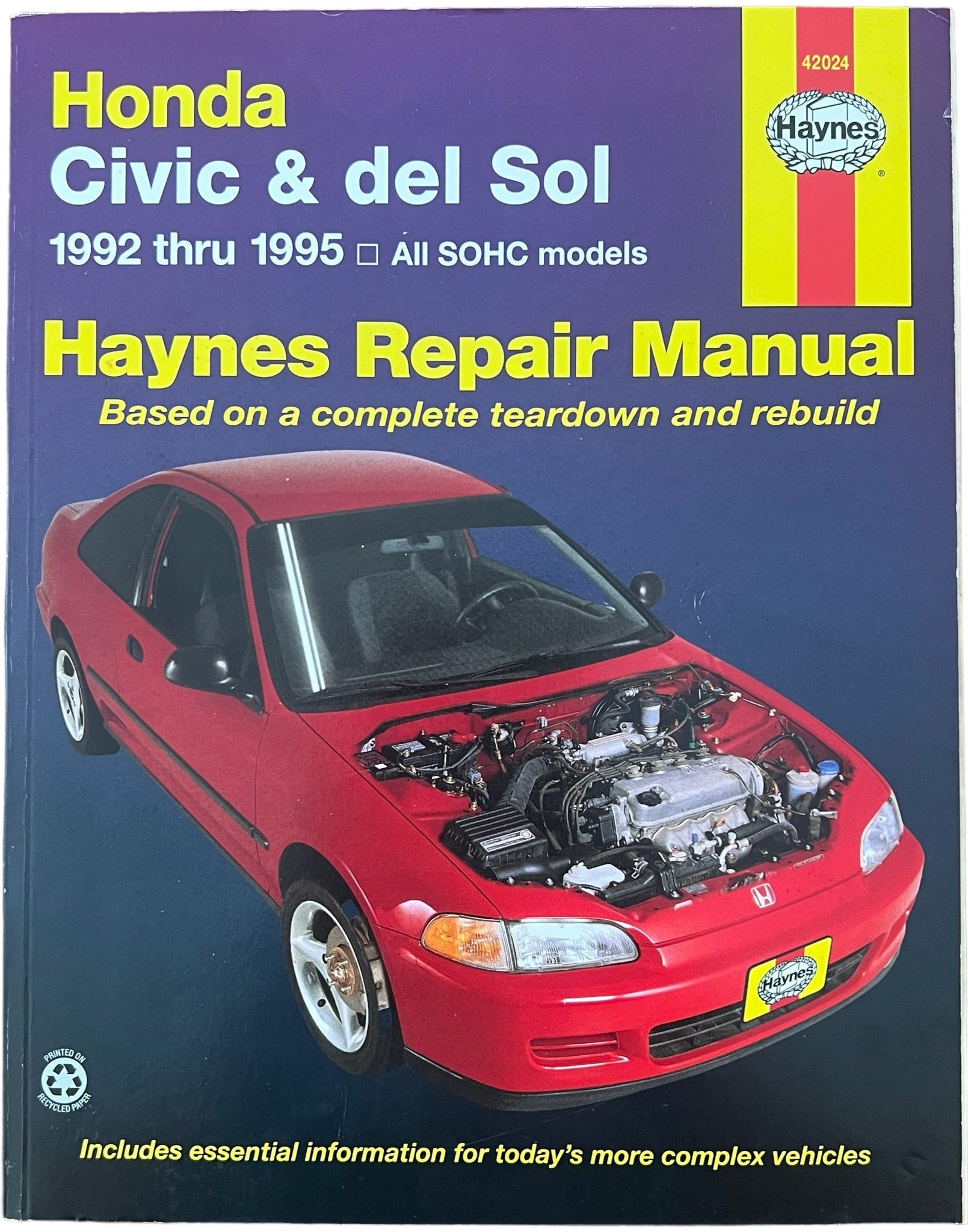 Haynes Repair Manual ~ Honda Civic & del Sol 1992 thru 1995