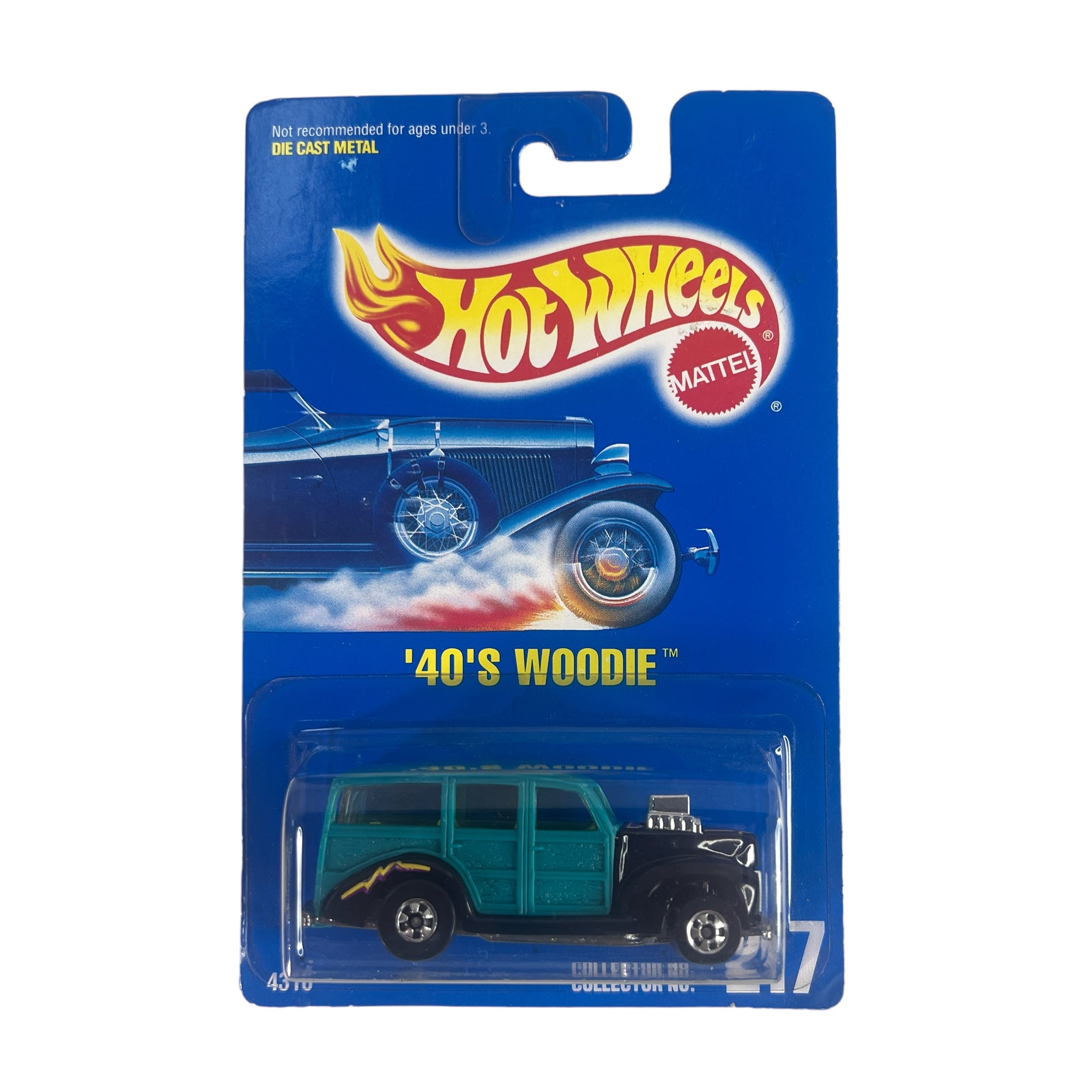 Hot Wheels ~ '40's Woodie on Blue Card Collector No. 217. 1:64 Scale