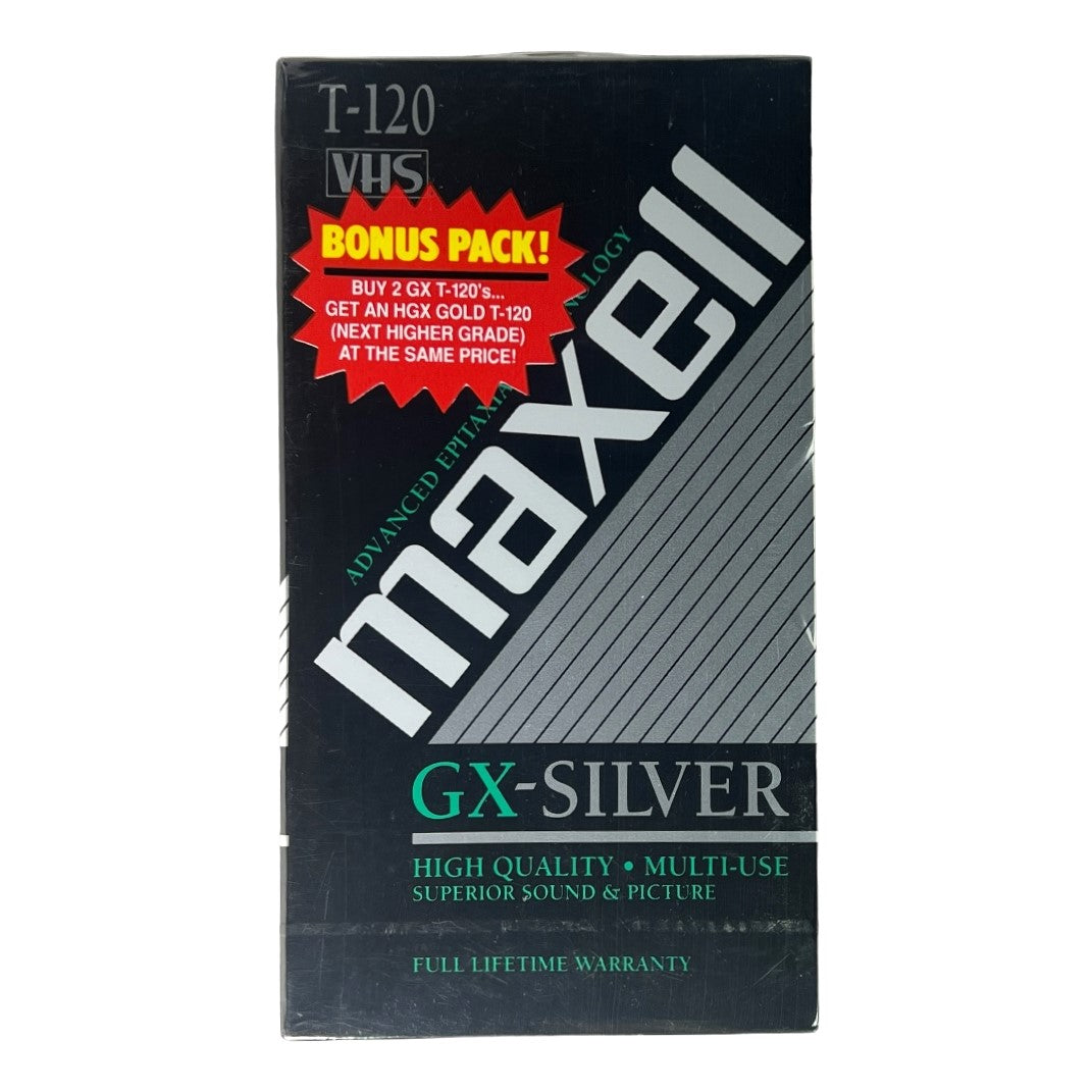 Maxell ~ 3 Pack -2 GX Silver & 1 HGX Gold T-120 6 Hrs VHS Video Cassette