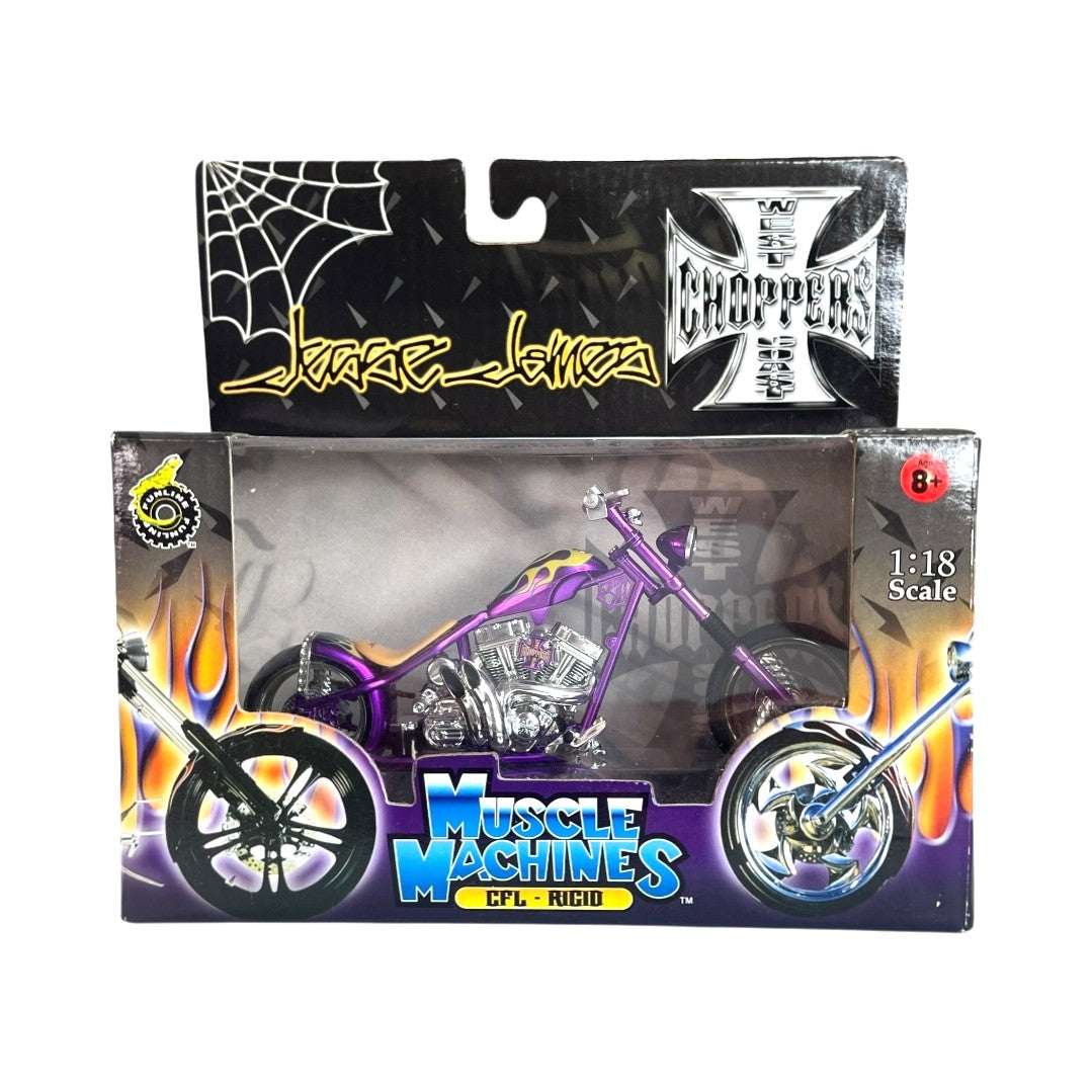Muscle Machines - Jesse James - West Coast Choppers: CFL Rigid - Purple - 1:18 Scale