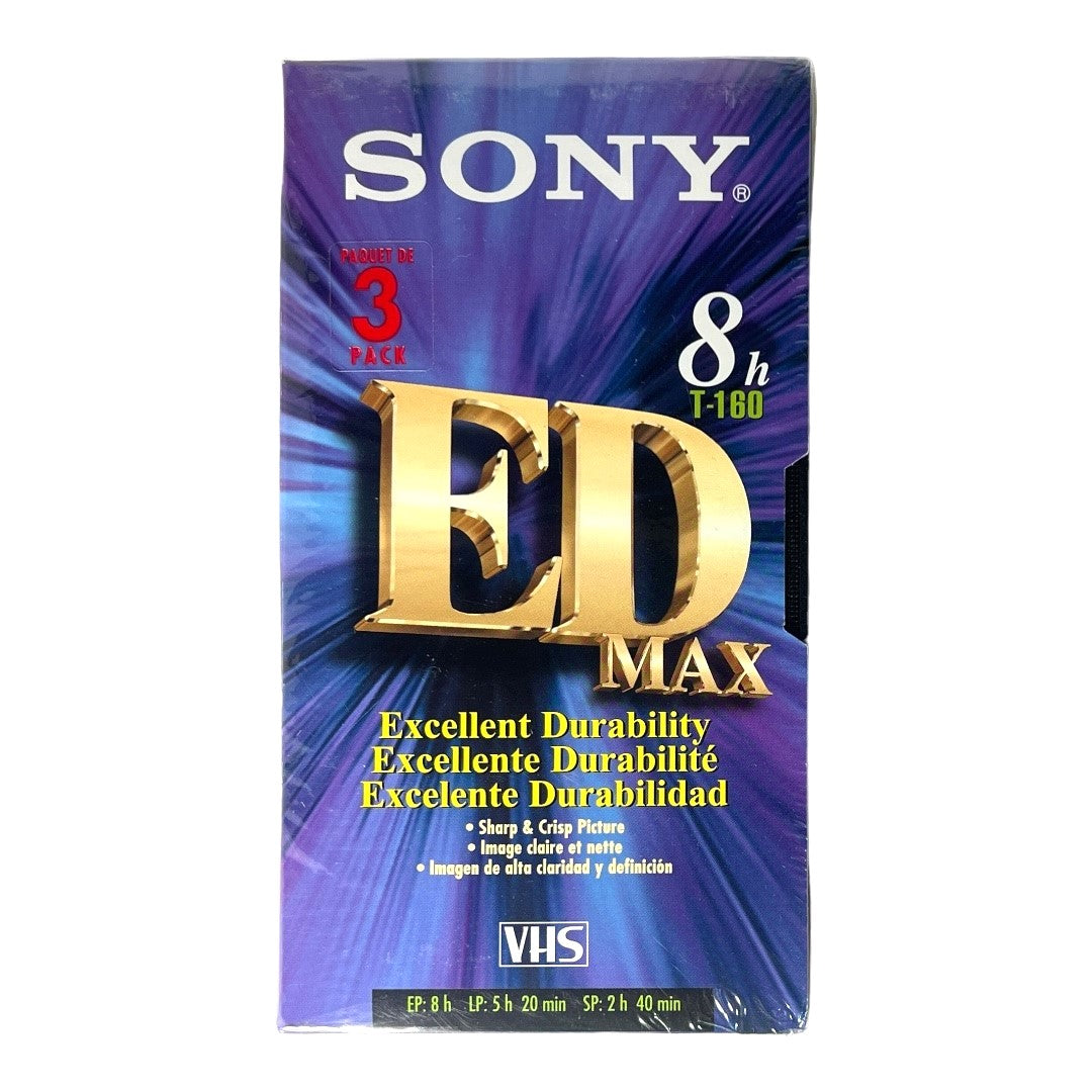 Sony ~ ED Max -T-160 8Hrs VHS Video Cassette 3 Pack